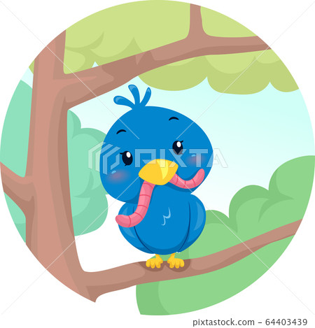 Bird Trees Worm Illustration Bird Trees Worm Illustration 64403439