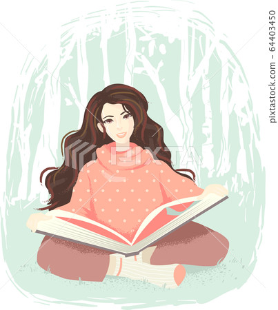 Girl Book Wood Illustration Girl Book Wood Illustration 64403450