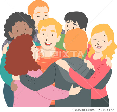 Teens Group Hug Illustration Teens Group Hug Illustration 64403472
