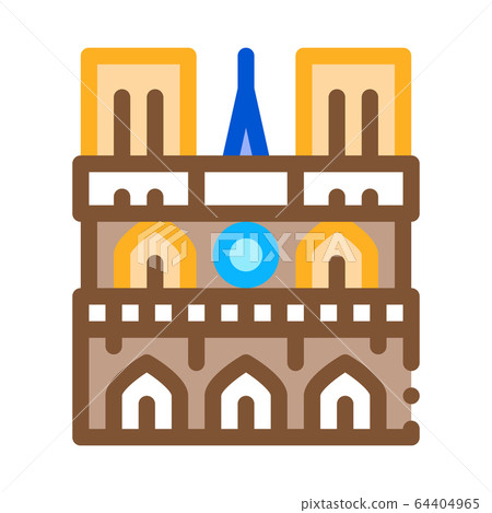 notre dame de paris icon vector outline illustration 64404965