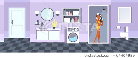 beautiful woman taking shower girl washing hair in bathroom body and skin hygiene beautiful woman taking shower girl washing hair in bathroom body and skin hygiene 64404989