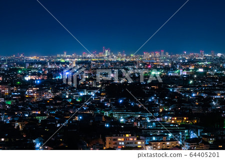 東京夜景練馬區役所從lobby望台向北向Sa玉市方向 64405201