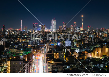 東京夜景練馬區役所從展望大廳向池袋方向 64405207