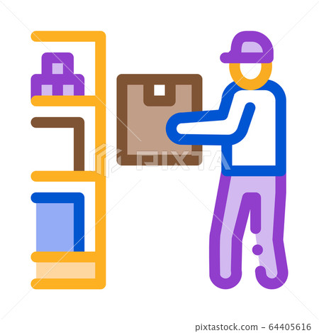 man restocking in cellar icon vector outline illustration 64405616