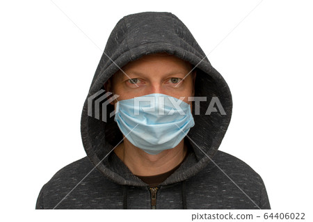 Man wearing mask to prevent corona virus. 64406022