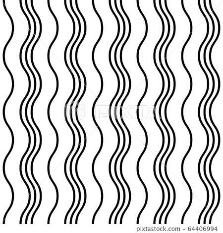 Vector Seamless Pattern. Black vertical wavy lines on a white background. Simple modern illustration great for festive background, design greeting cards, textiles, packing, wallpaper, etc. Vector Seamless Pattern. Black vertical wavy lines on a white background. Simple modern illustration great for festive background, design greeting cards, textiles, packing, wallpaper, etc. 64406994
