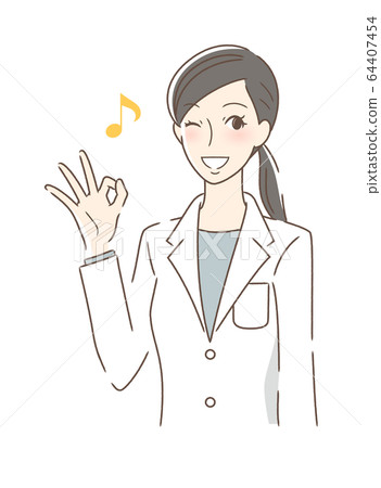 A woman who gives an OK sign with a smile 64407454