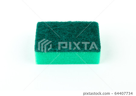 Sponge for wash utensil. isolated on white. Selective focus. Sponge for wash utensil. isolated on white. Selective focus. 64407734