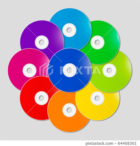 Colorful rainbow CD - DVD in a circle shape on Colorful rainbow CD - DVD in a circle shape on 64408301