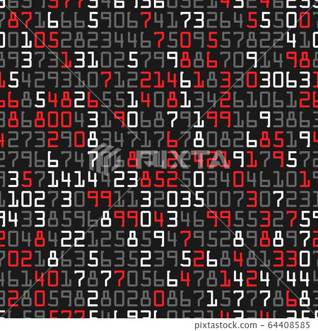 Red, gray and white numbers. Letters in random order on white Red, gray and white numbers. Letters in random order on white 64408585