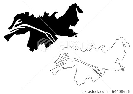 Rouen City (French Republic, France) map vector Rouen City (French Republic, France) map vector 64408666
