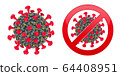 Coronavirus cell with red prohibit sign isolated 64408951