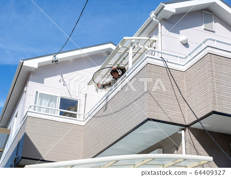House exterior painting, balcony cleaning 64409327