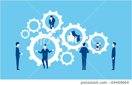 齒輪和商人，團隊合作的形象 64409664