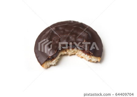 Closeup of crunched chocolate cakes with jam  64409704