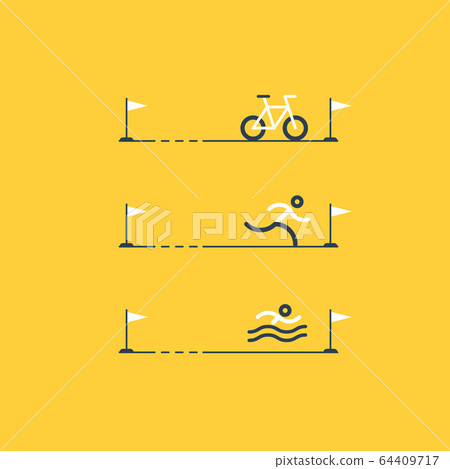 Set of sports icons for triathlon - Stock Illustration [64409717] - PIXTA