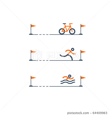 Set of sports icons for triathlon Set of sports icons for triathlon 64409963