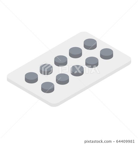 Blister with pills icon, isometric style 64409981