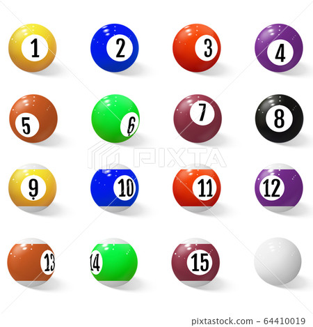 Billiard, pool or snooker balls with numbers. 64410019