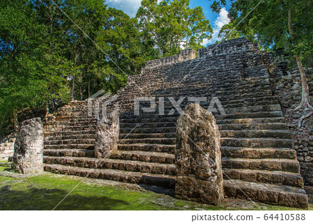 The ruins of the city of Calakmul. Maya Pyramid. The ruins of the city of Calakmul. Maya Pyramid. 64410588