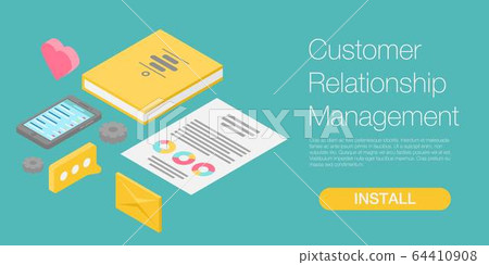 Customer relationship management concept banner, isometric style 64410908