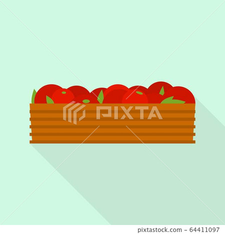 Box of tomato icon, flat style 64411097