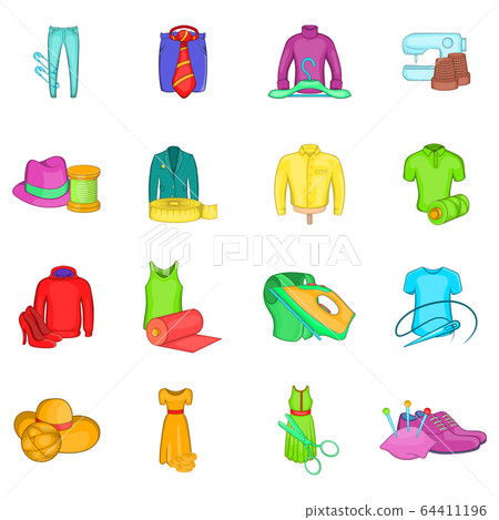 Wear icons set, cartoon style Wear icons set, cartoon style 64411196