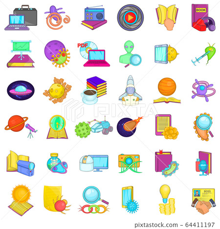 Research icons set, cartoon style Research icons set, cartoon style 64411197