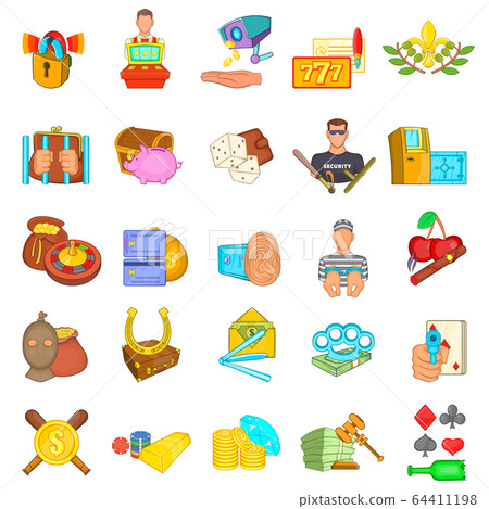 Casino scammer icons set, cartoon style Casino scammer icons set, cartoon style 64411198