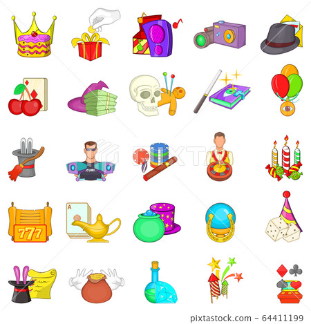 Casino icons set, cartoon style 64411199