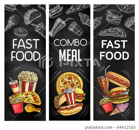 Fasst food chalkboard black banners 64412583