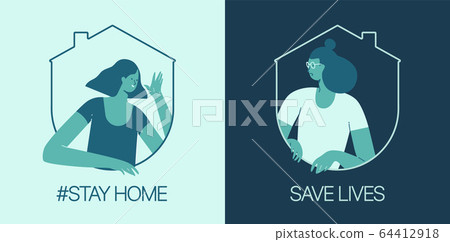 Stay at home, save lives. Social Media campaign aimed at preventing the spread of the COVID-19 coronavirus epidemic. Stay at home, save lives. Social Media campaign aimed at preventing the spread of the COVID-19 coronavirus epidemic. 64412918