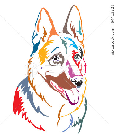 Colorful decorative portrait of German Shepherd 64413229