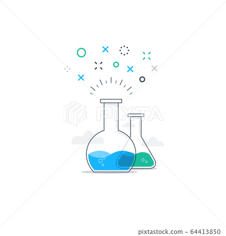 Science class, laboratory fun experiment icon Science class, laboratory fun experiment icon 64413850