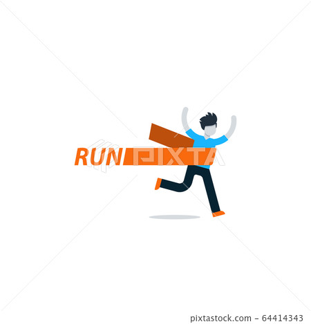 Runner crossing finish line, marathon advertising Runner crossing finish line, marathon advertising 64414343