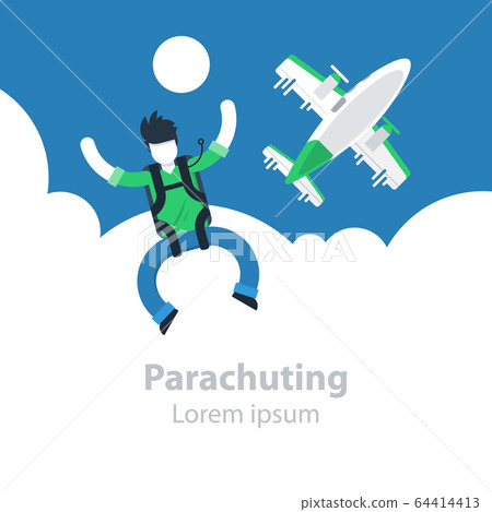 Parachute jumping, man in sky Parachute jumping, man in sky 64414413