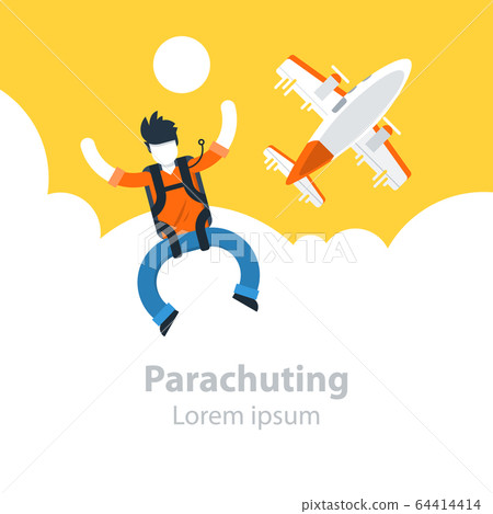 Parachute jumping, man in sky Parachute jumping, man in sky 64414414