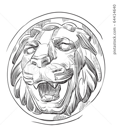 Vector stone head of lion Vector stone head of lion 64414640