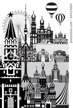 Moscow City Skyline vector 10 Moscow City Skyline vector 10 64414864