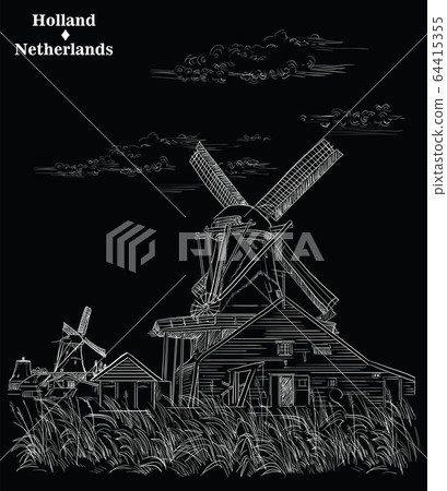 Black vector hand drawing Holland 3 64415355