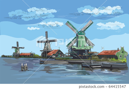 Colorful vector hand drawing Holland 2 Colorful vector hand drawing Holland 2 64415547