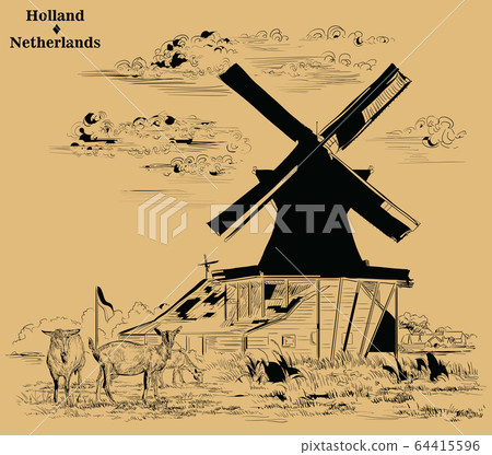 Brown vector hand drawing Holland 4 Brown vector hand drawing Holland 4 64415596