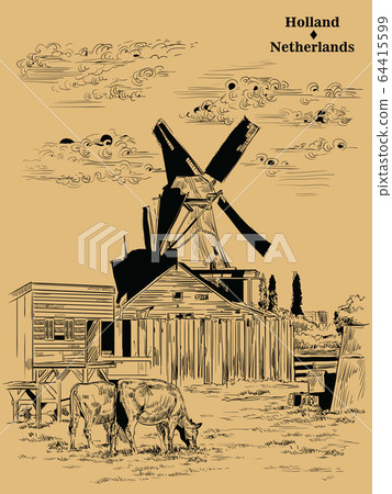 Brown vector hand drawing Holland 1 Brown vector hand drawing Holland 1 64415599