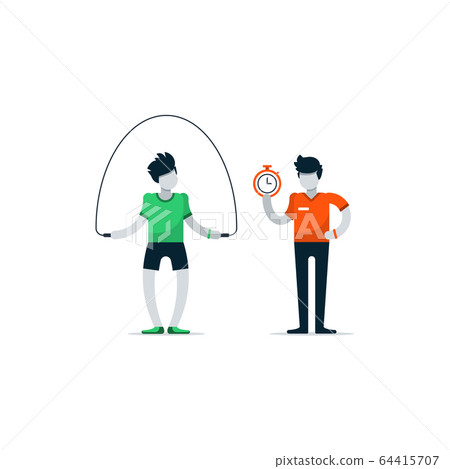 Sport gym workout session with trainer 64415707