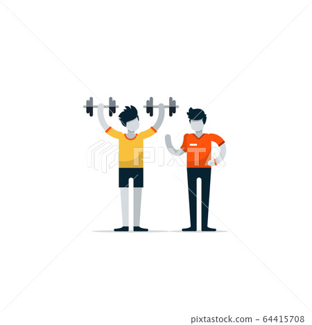 Sport gym workout session with trainer Sport gym workout session with trainer 64415708