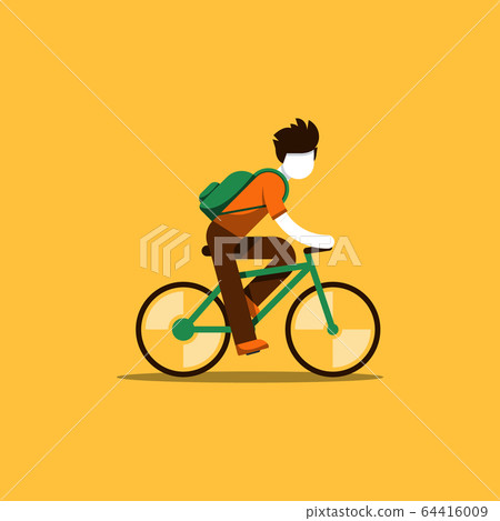 Bicyclist riding to school or work 64416009
