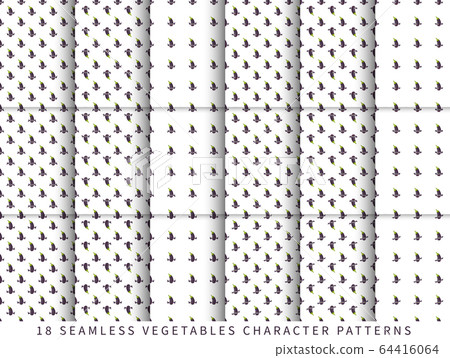 Set of vector seamless pattern with cute cartoon 64416064