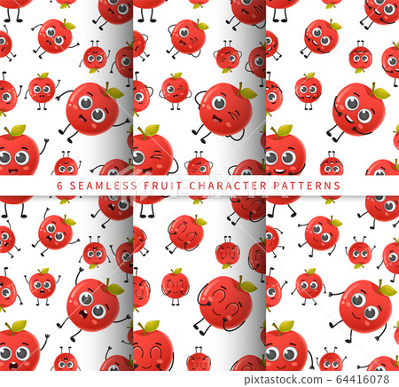 Set of vector seamless pattern with cute cartoon - Stock Illustration ...