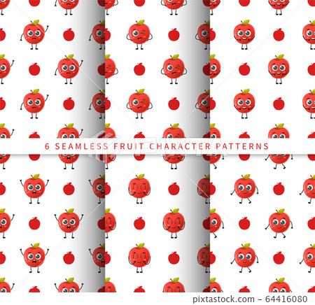 Set of vector seamless pattern with cute cartoon - Stock Illustration ...