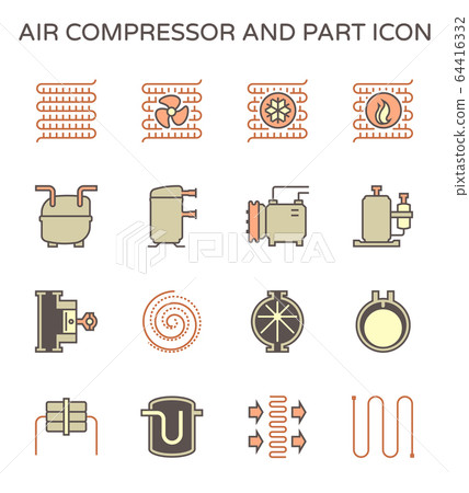 Air compressor and part vector icon set design, Air compressor and part vector icon set design, 64416332